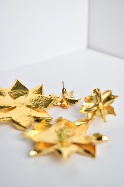 Aretes Flor largos con cuarzo